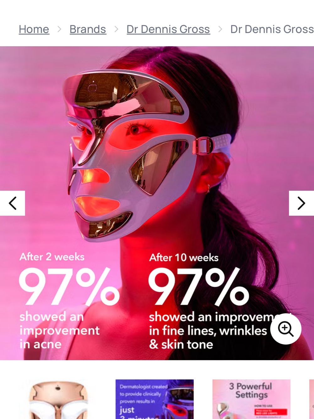 LED Light Therapy Facial Mask — White with Gold Accents